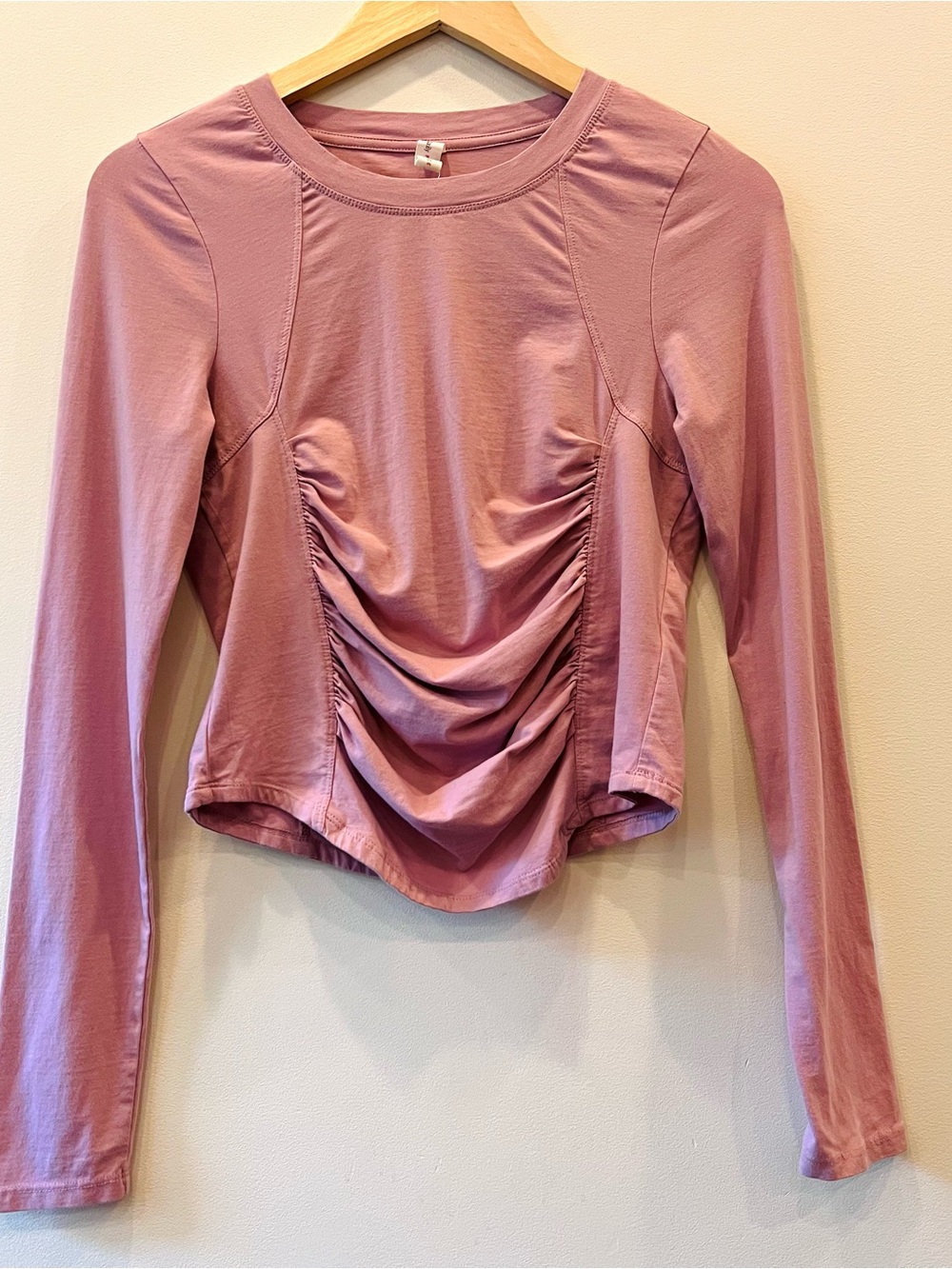 Anthropologie Daily Practice Women’s Ruched Long Sleeve Crew Neck Mauve S EUC
